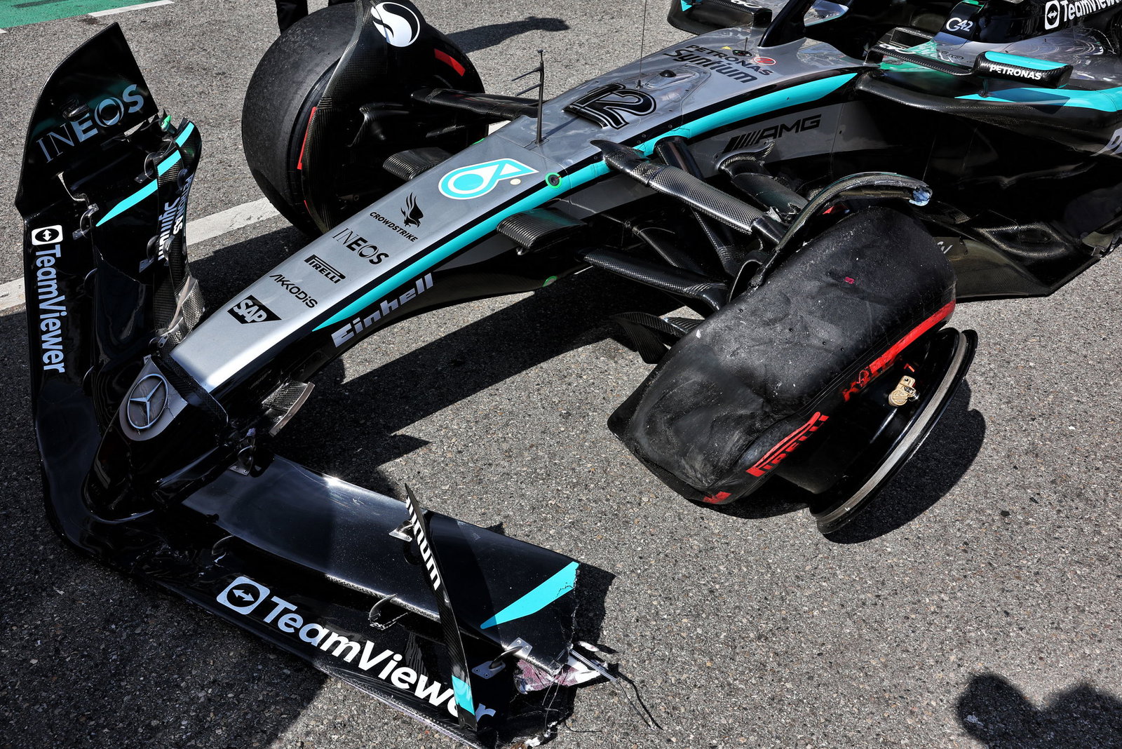 Kimi Antonelli's wrecked Mercedes