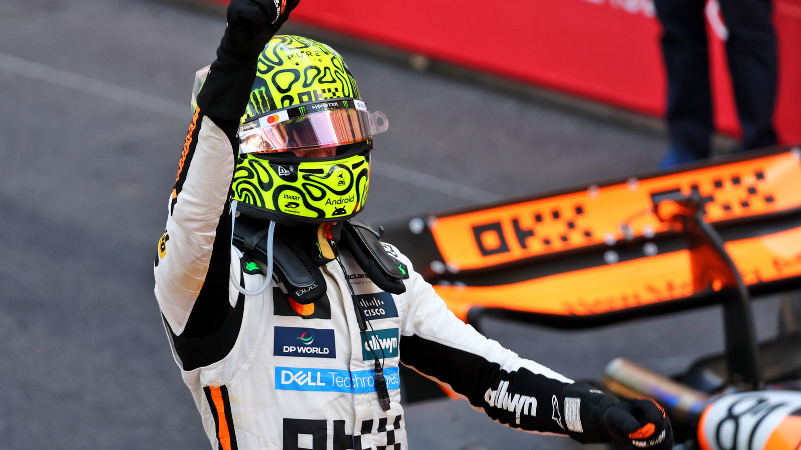 Lando Norris celebrates his first win in Monaco 