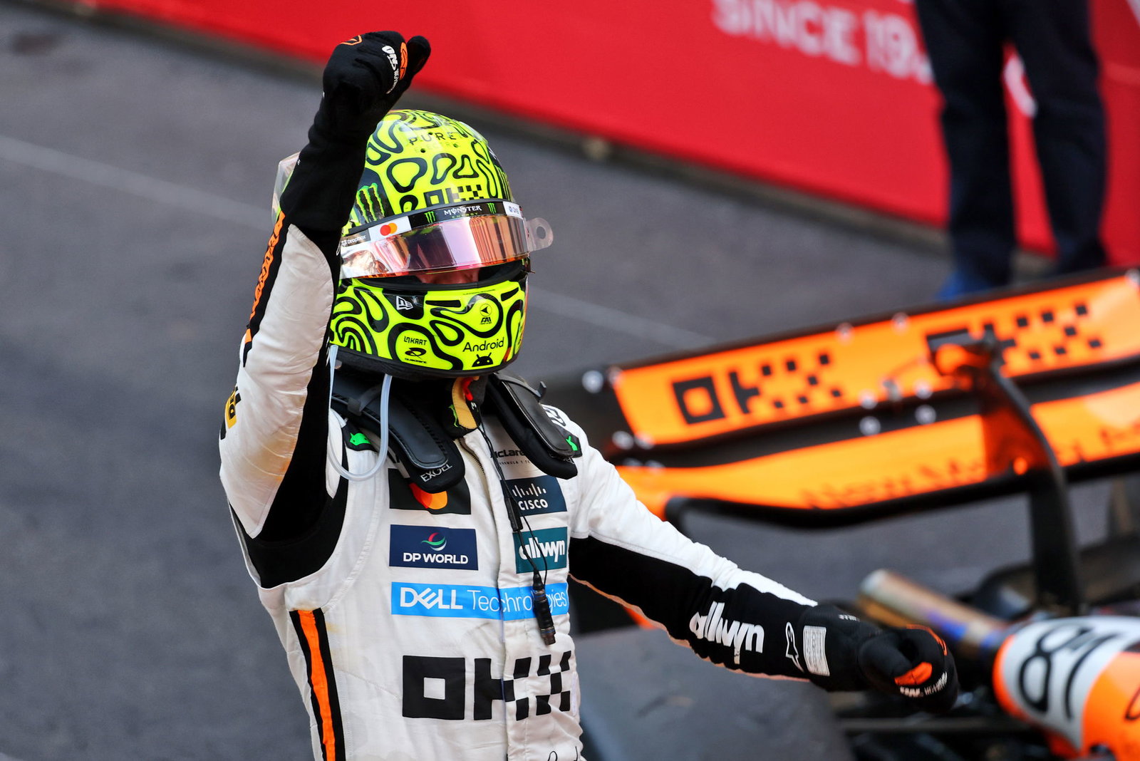Lando Norris celebrates his first win in Monaco 