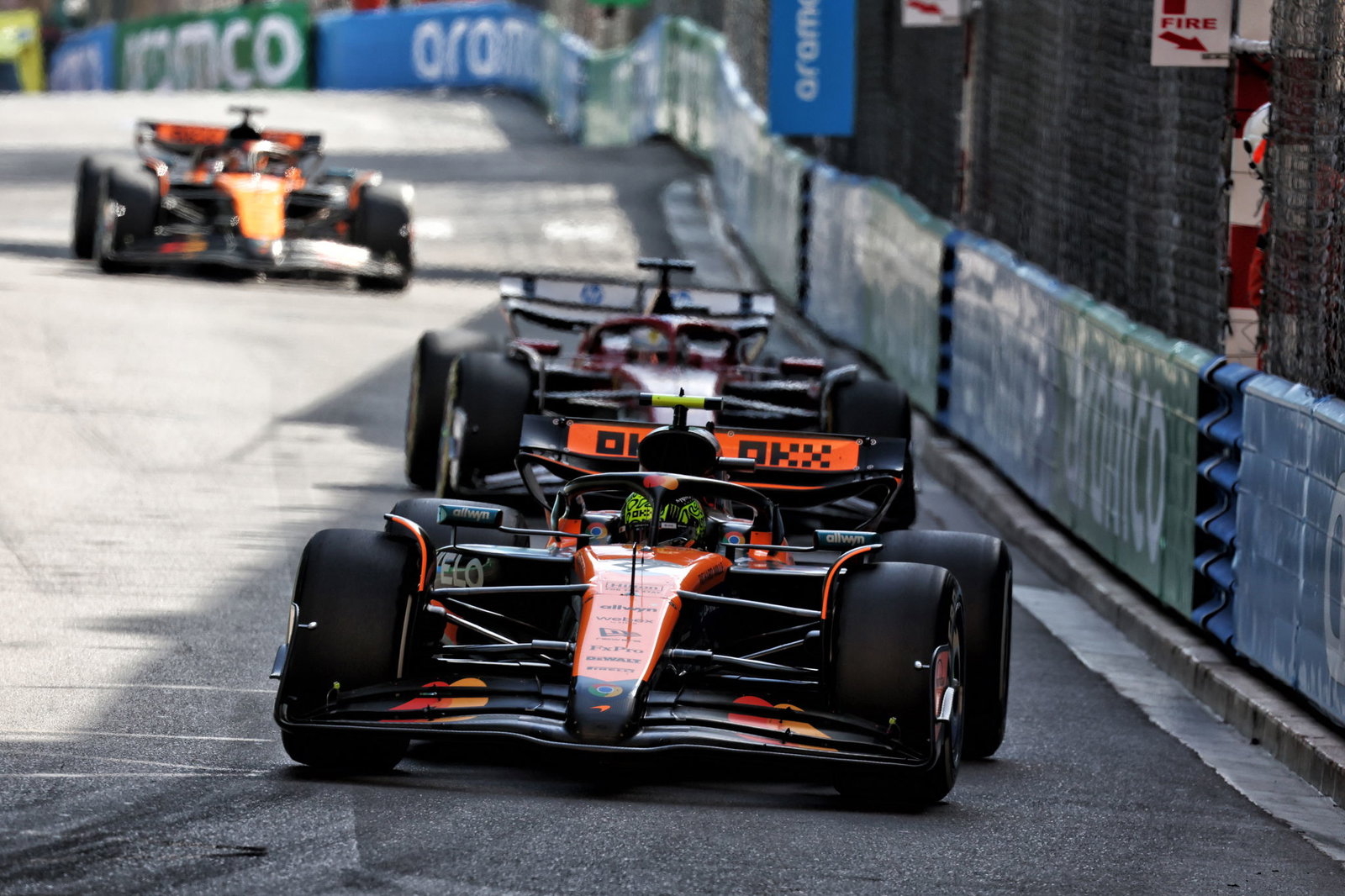 Norris resisted late pressure from Leclerc