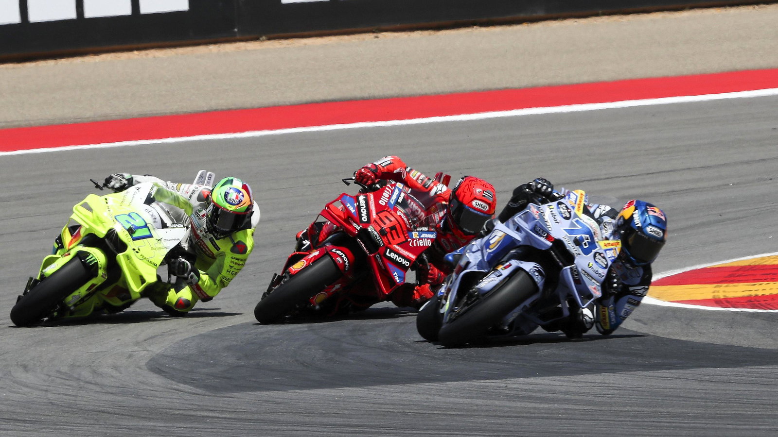 Alex Marquez, Marc Marquez, Franco Morbidelli, 2025 Aragon MotoGP Sprint