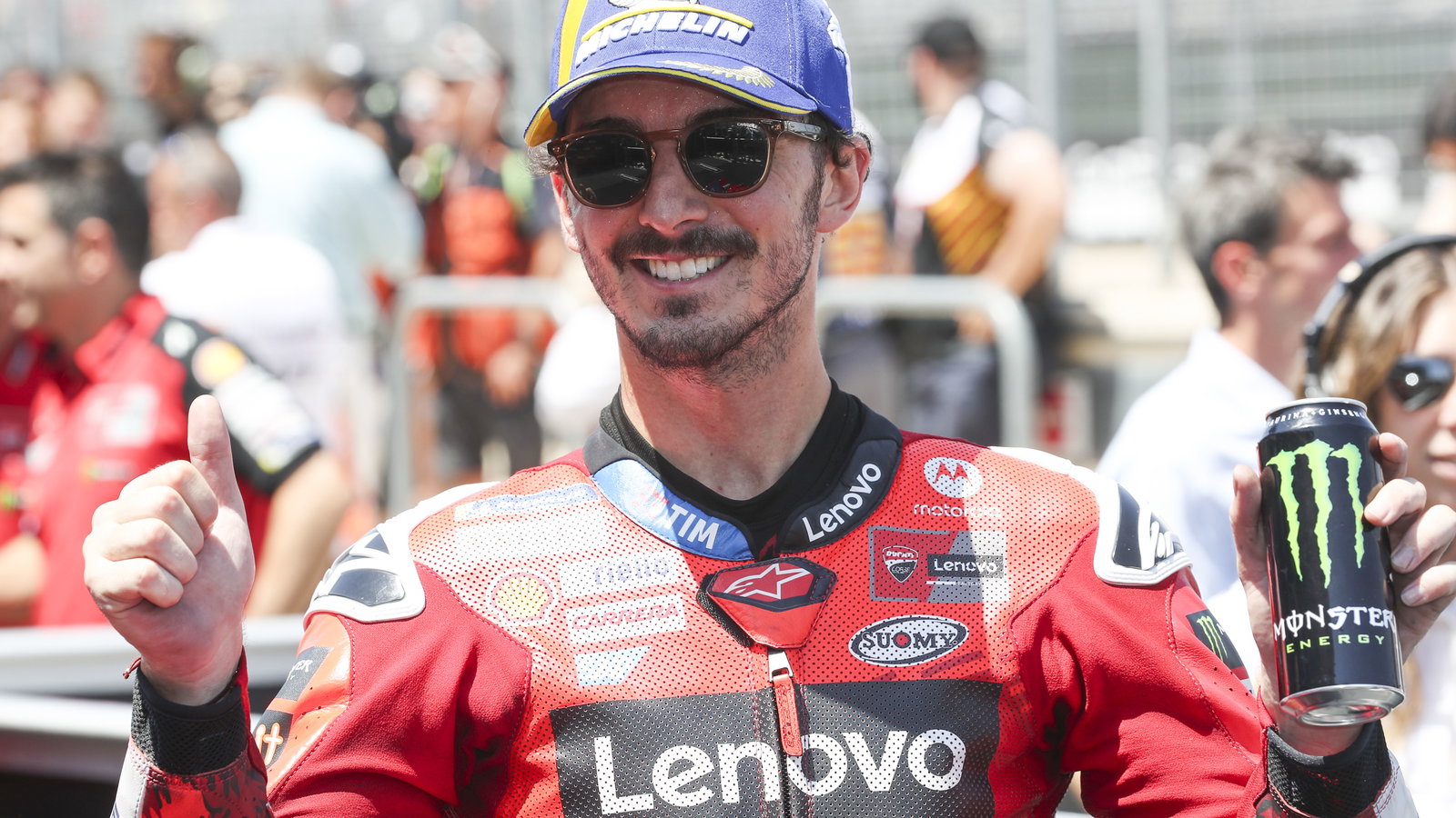 Francesco Bagnaia, 2025 MotoGP Aragon Grand Prix, parc ferme. Credit: Gold and Goose.