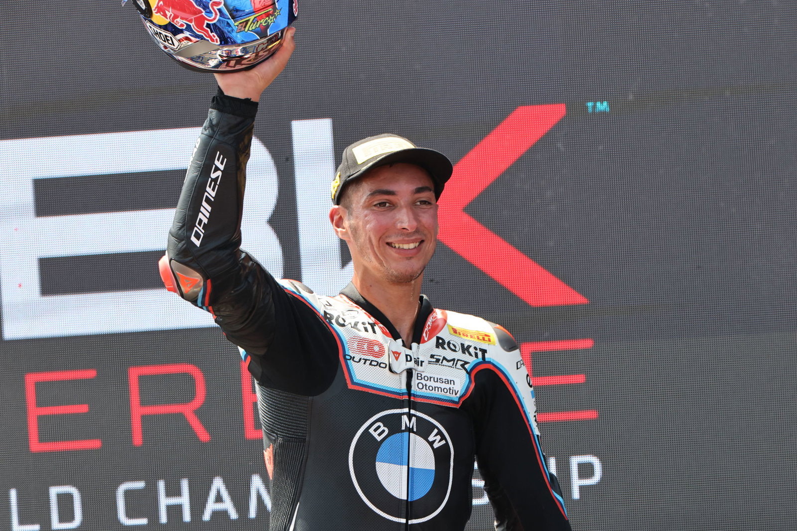 Toprak Razgatlioglu, 2025 Emilia-Romagna WorldSBK, podium. Credit: Gold and Goose.