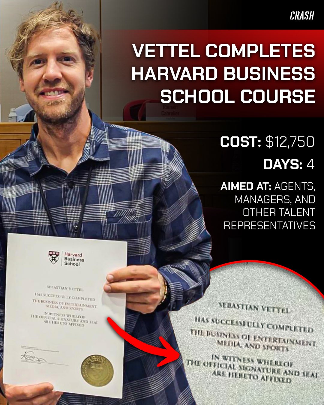 Vettel completes Harvard course