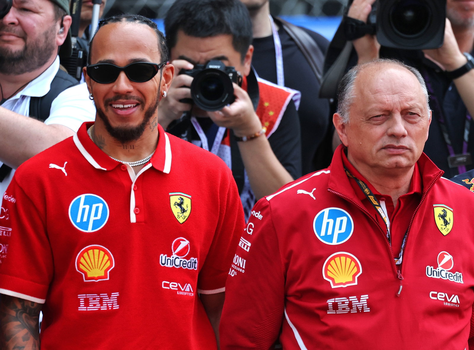 Lewis Hamilton and Ferrari boss Fred Vasseur