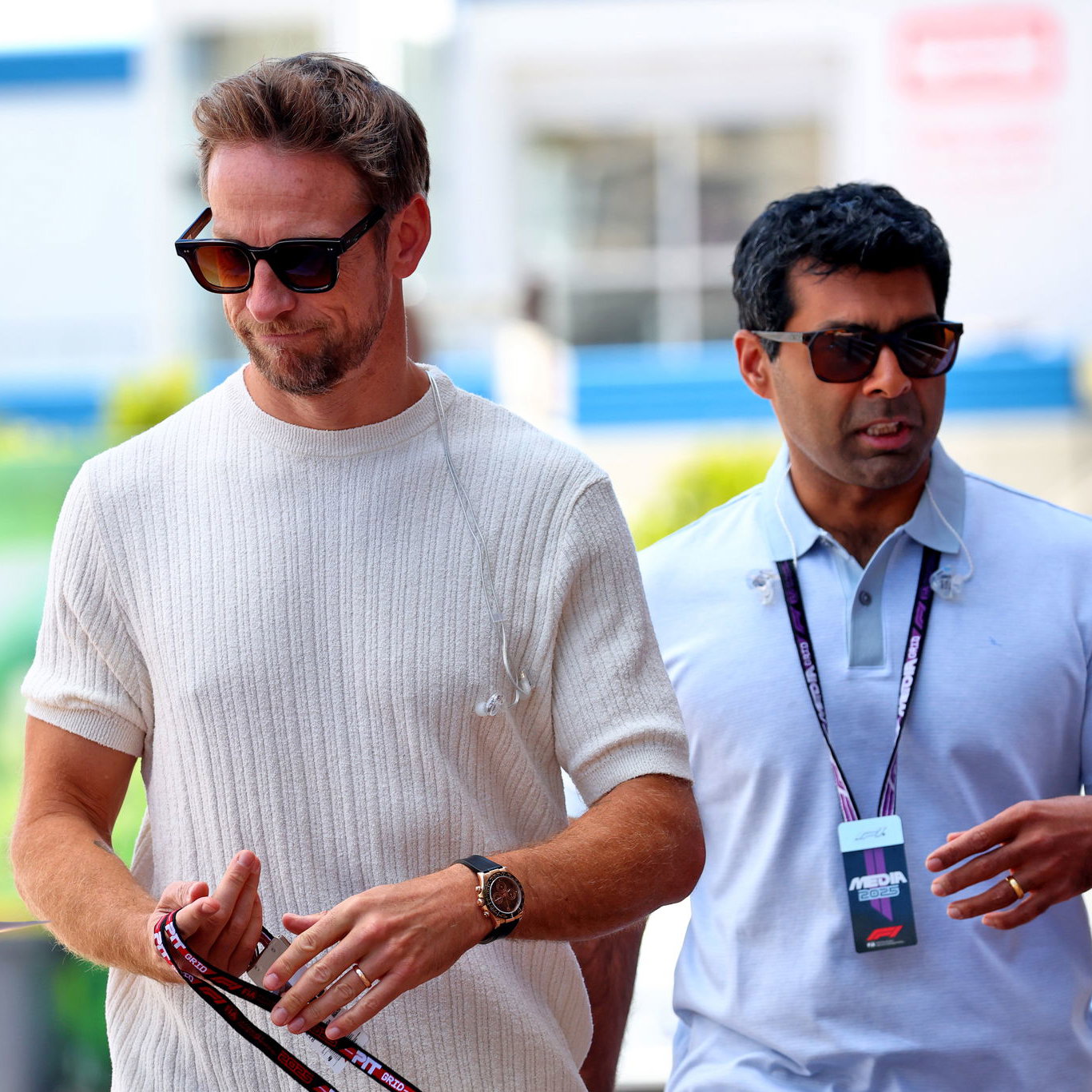 Jenson Button (left)