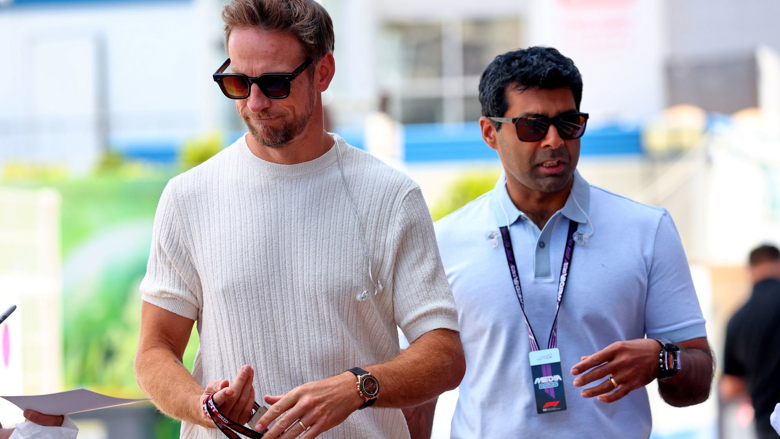 Jenson Button (left)