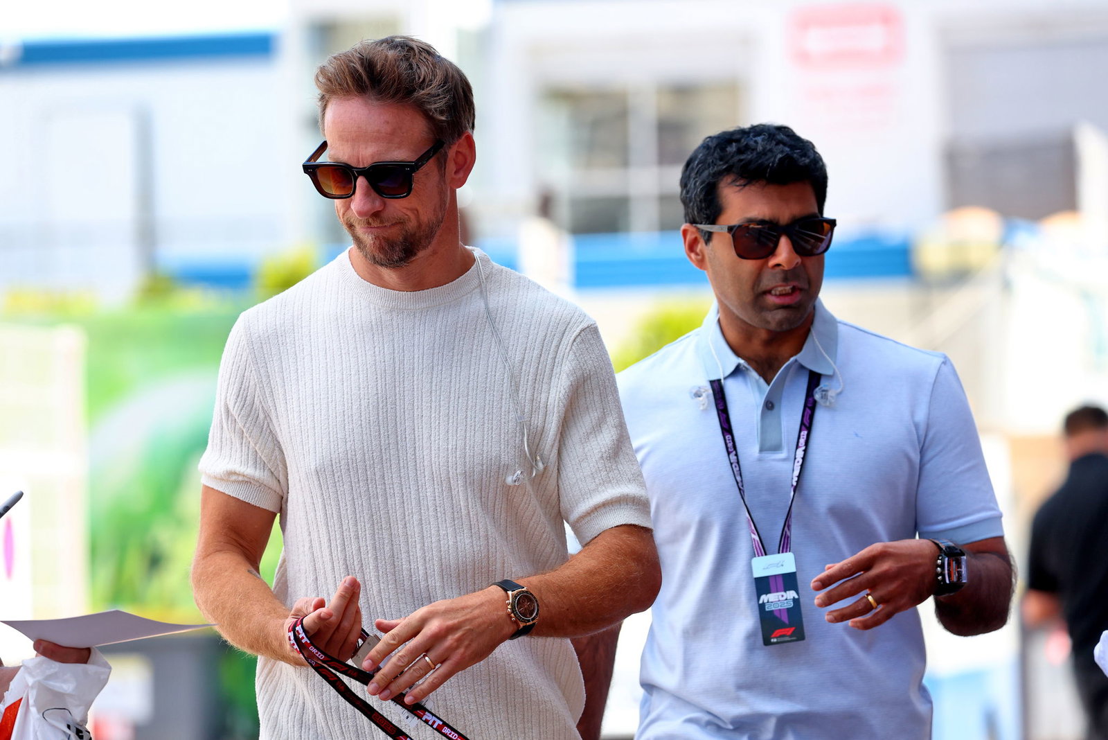 Jenson Button (left)
