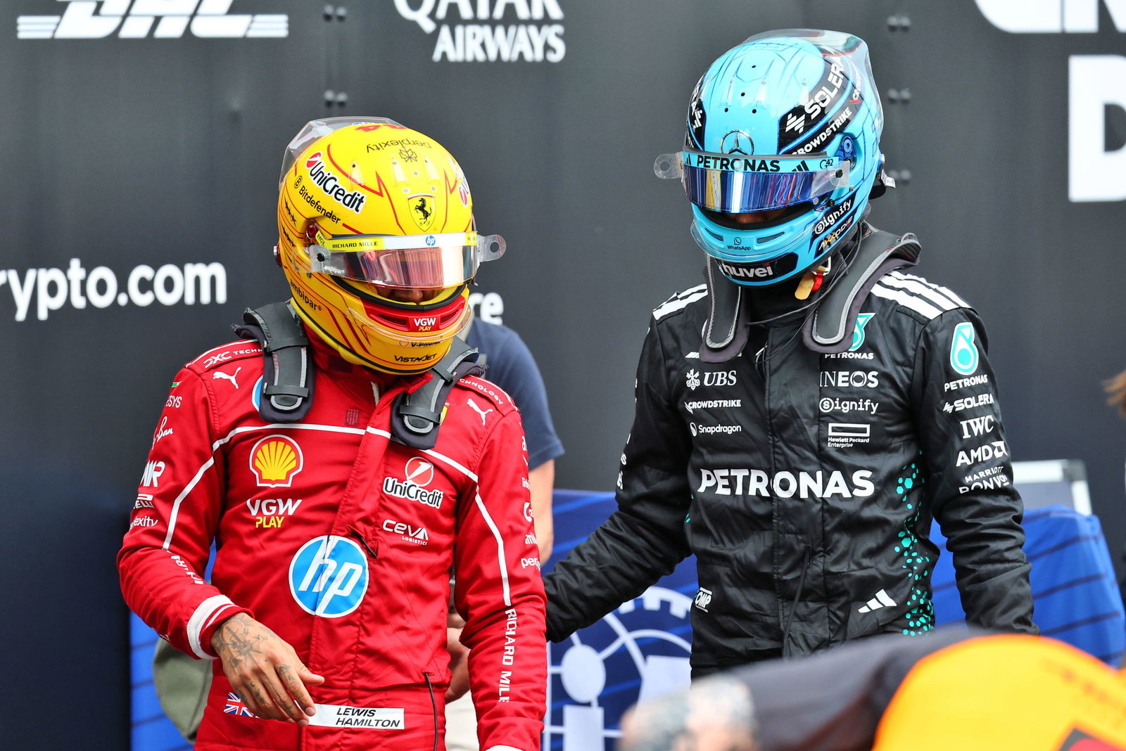 Lewis Hamilton and George Russell
