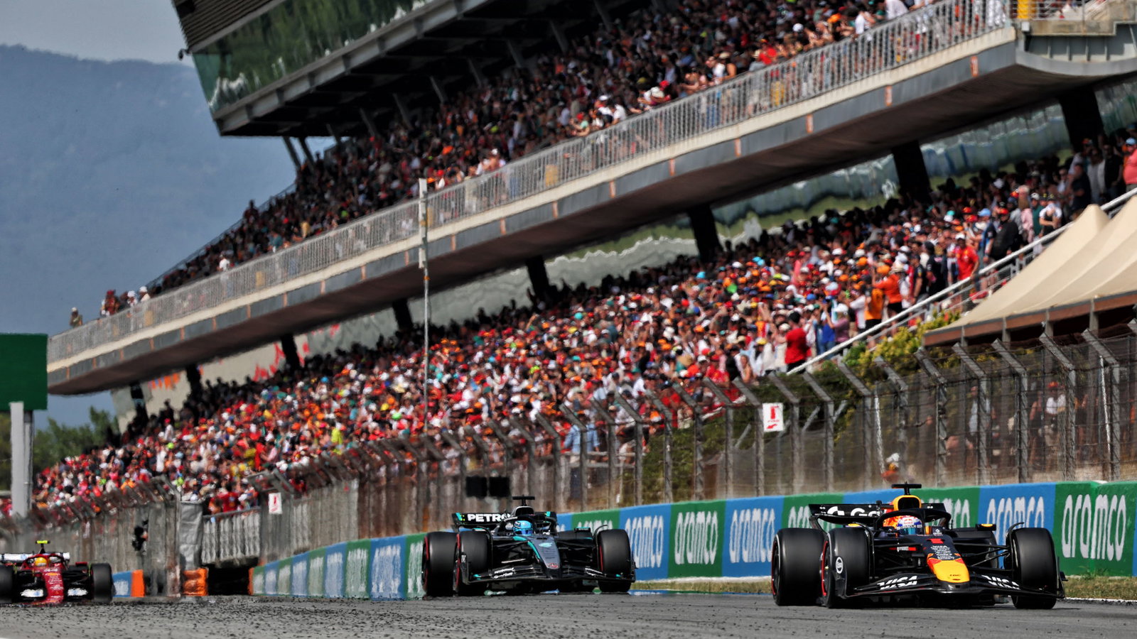 George Russell and Max Verstappen