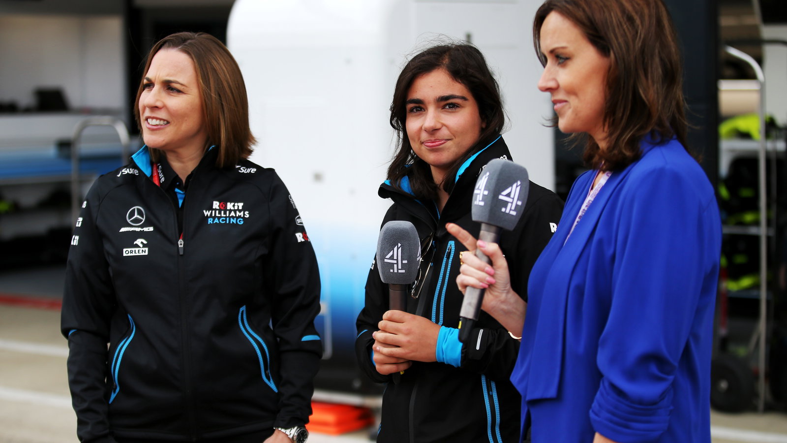 Claire Williams, Jamie Chadwick and Lee McKenzie 