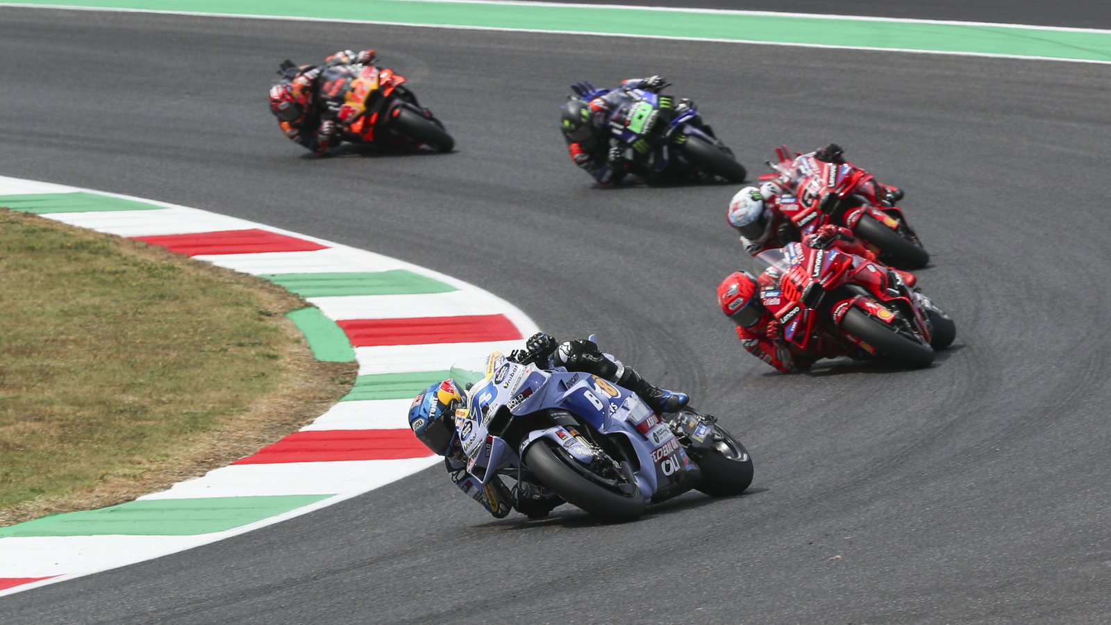 Alex Marquez leads Marc Marquez, 2025 MotoGP Italian Grand Prix. Credit: Gold and Goose