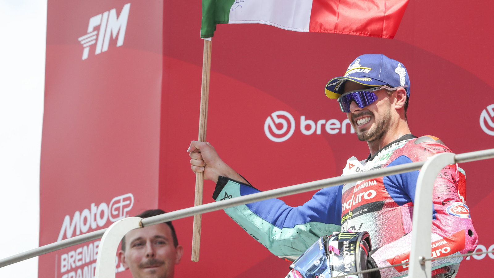 Fabio Di Giannantonio, 2025 MotoGP Italian Grand Prix, podium. Credit: Gold and Goose.