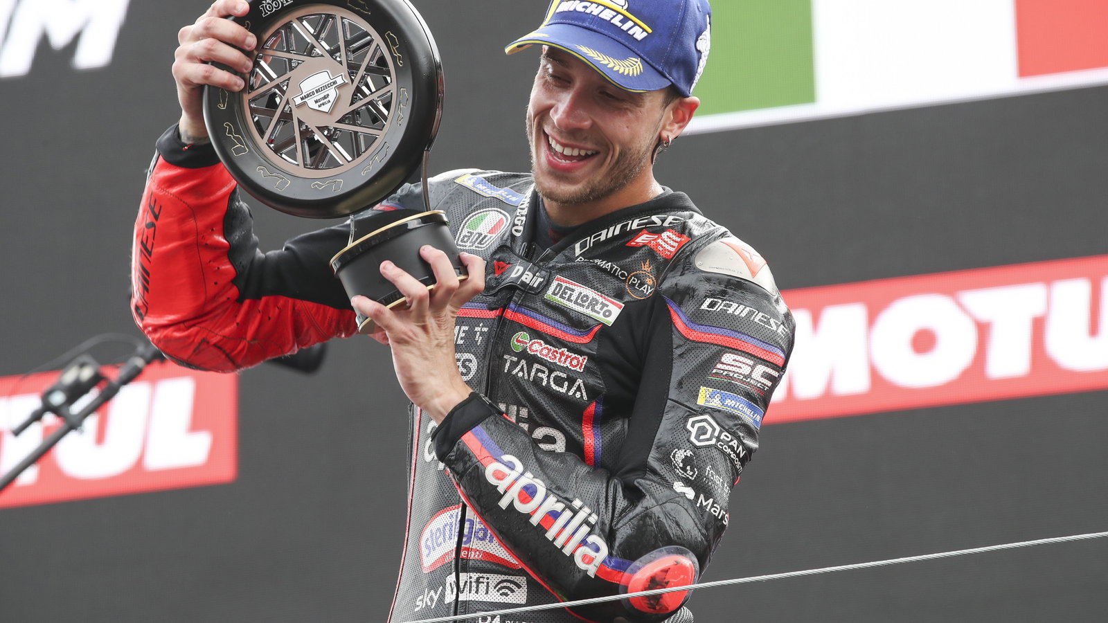 Marco Bezzecchi, 2025 MotoGP Dutch TT, podium. Credit: Gold and Goose.