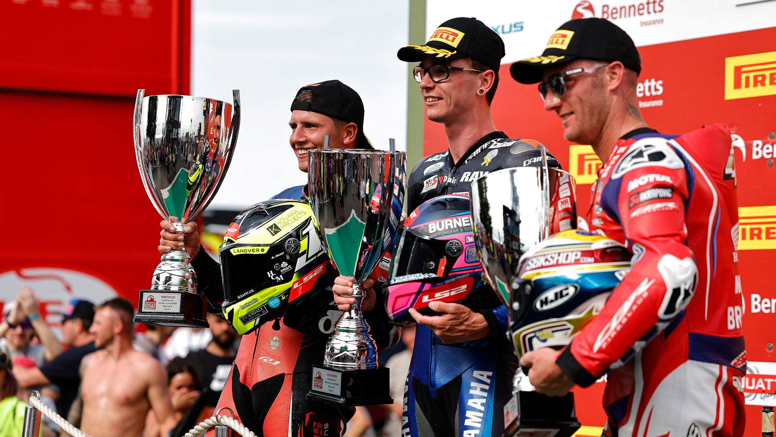 Bradley Ray, BSB, 2025, Snetterton, podium with Bridewell and Ryde