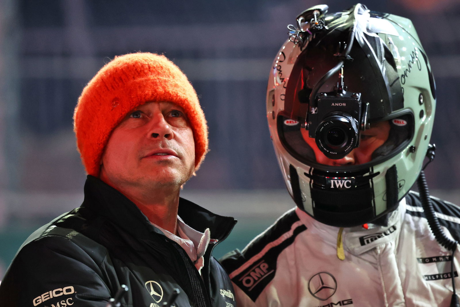 Brad Pitt on set for the F1 Movie 