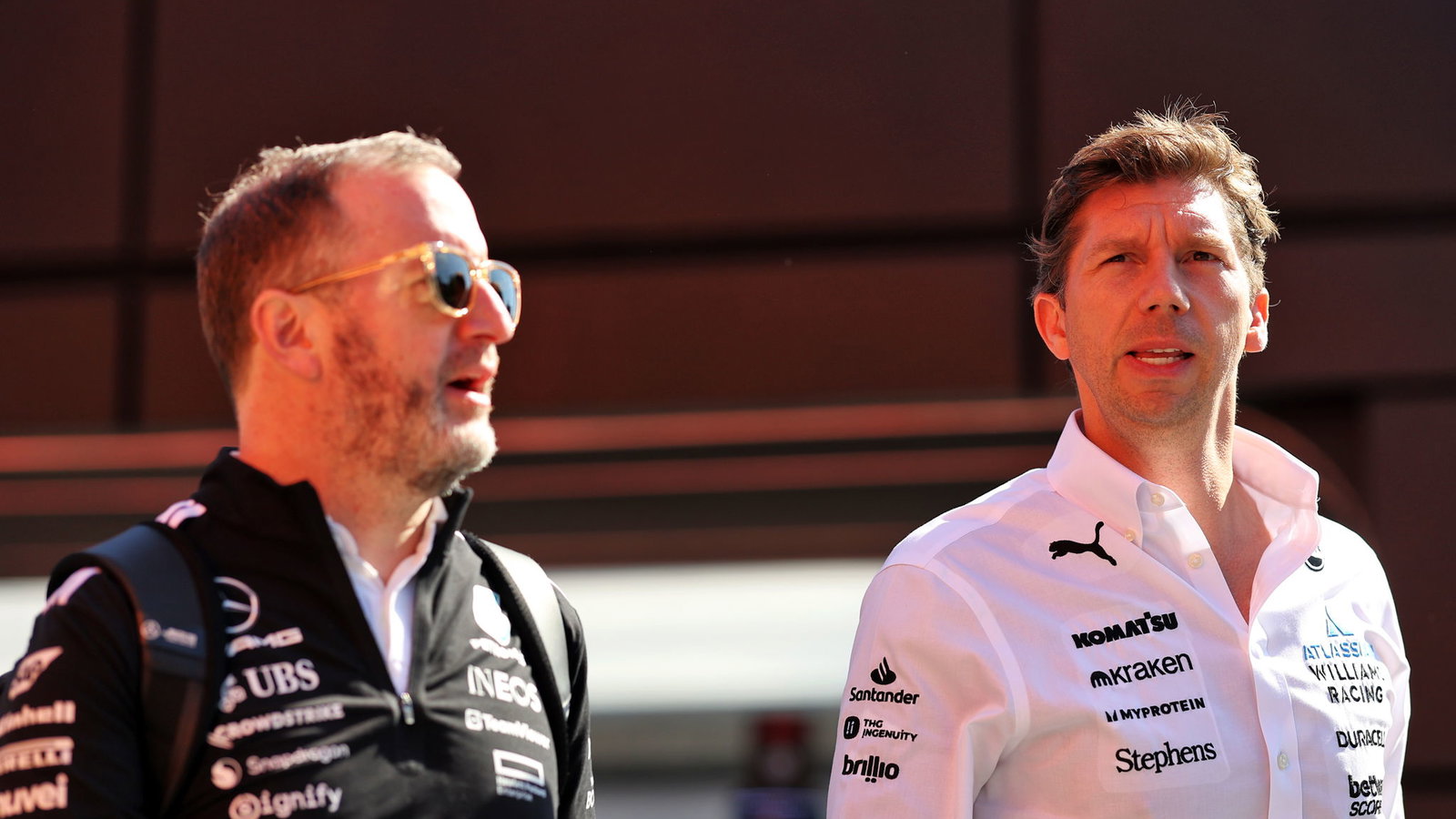 James Vowles and Mercedes chief communications officer Bradley Lord