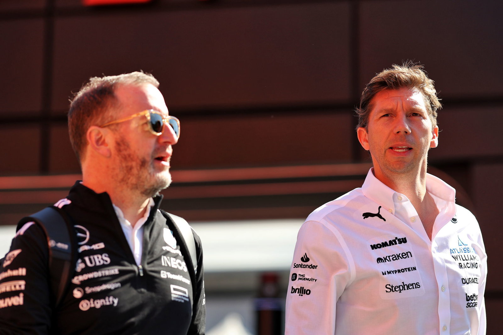 James Vowles and Mercedes chief communications officer Bradley Lord