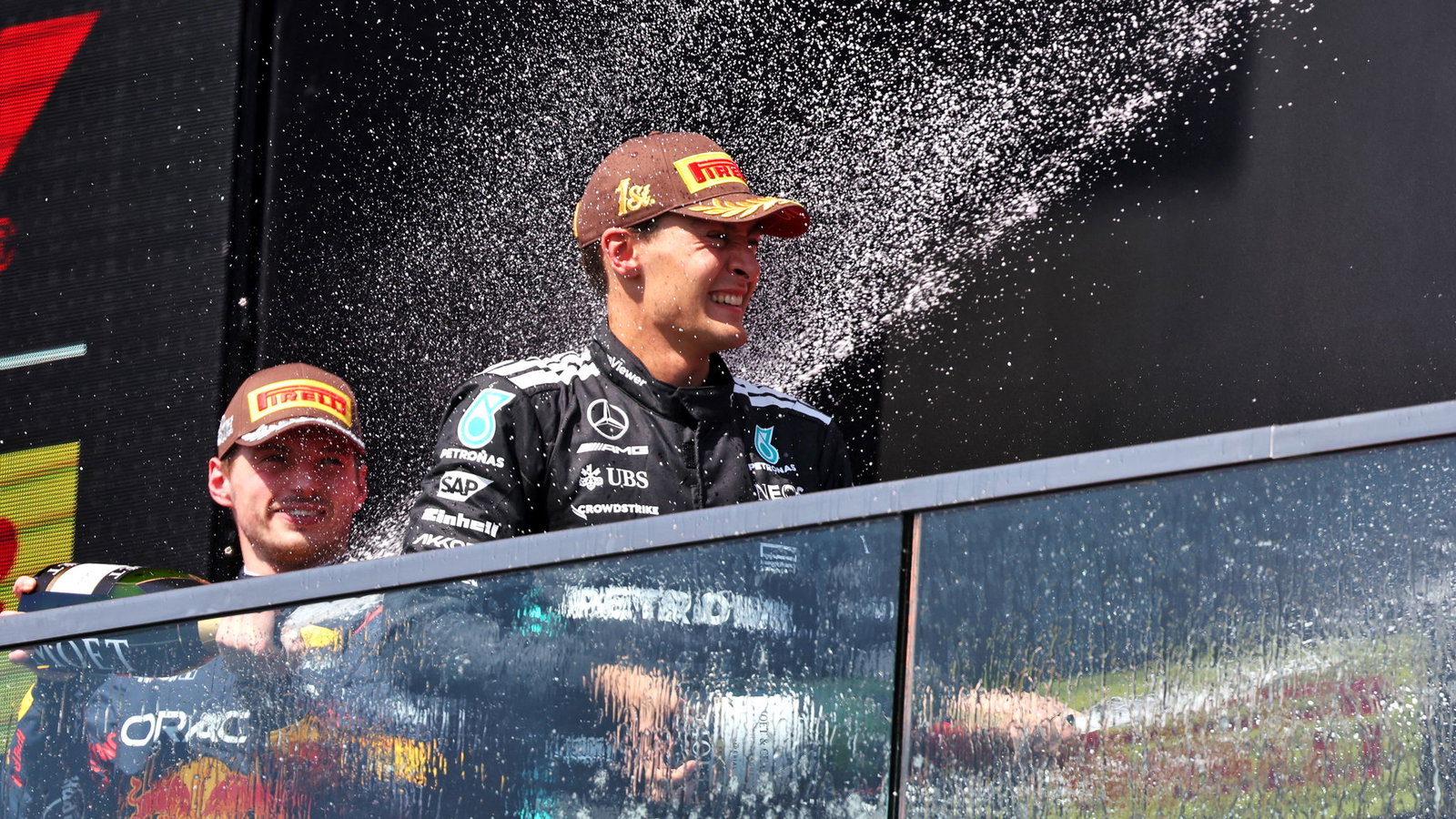 Max Verstappen and George Russell