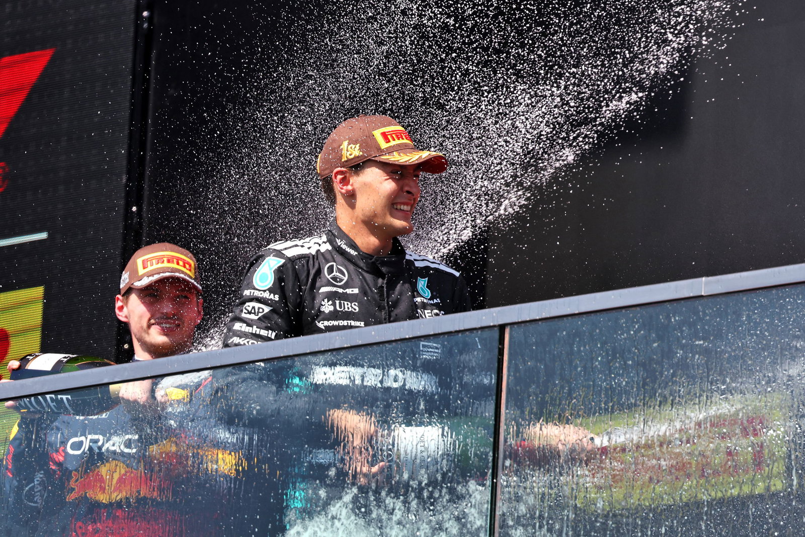 Max Verstappen and George Russell