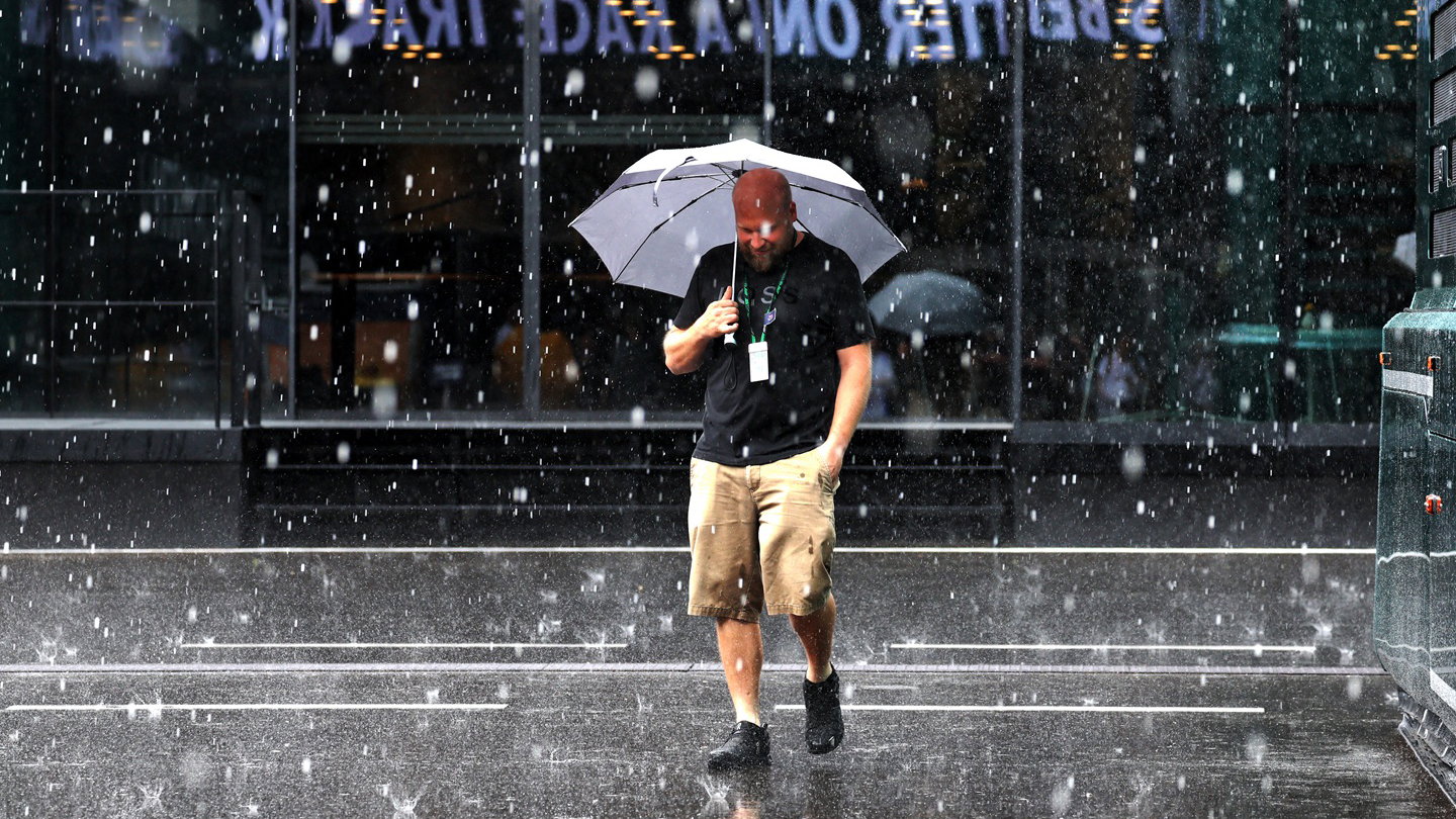 Heavy rain in the paddock