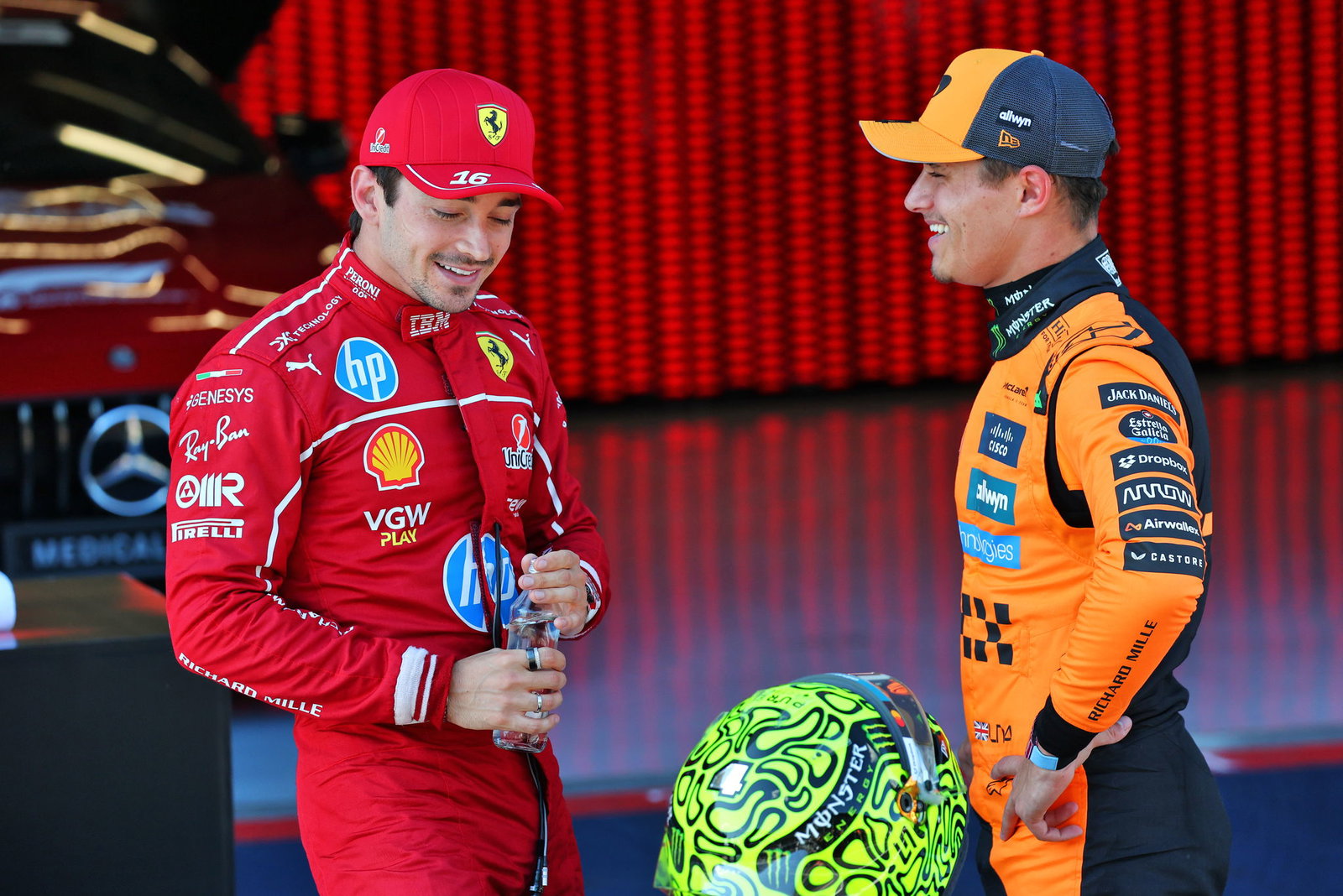 Norris and Leclerc will share the front row in Austria