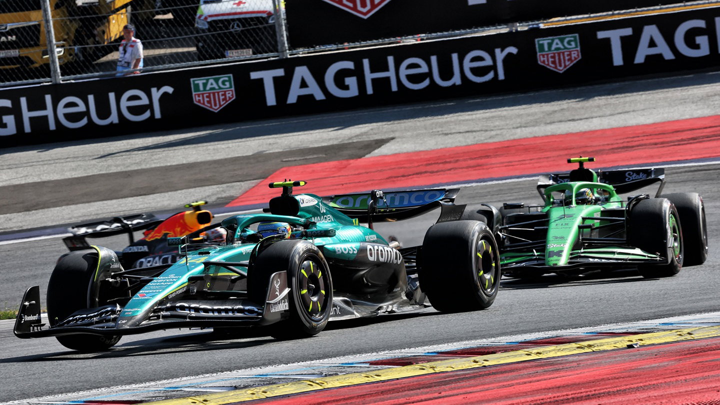 Fernando Alonso leads Gabriel Bortoleto