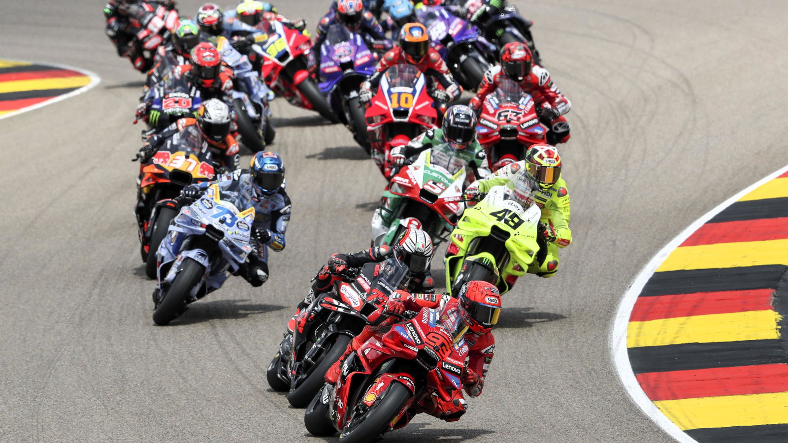 Marc Marquez leads, 2025 German MotoGP