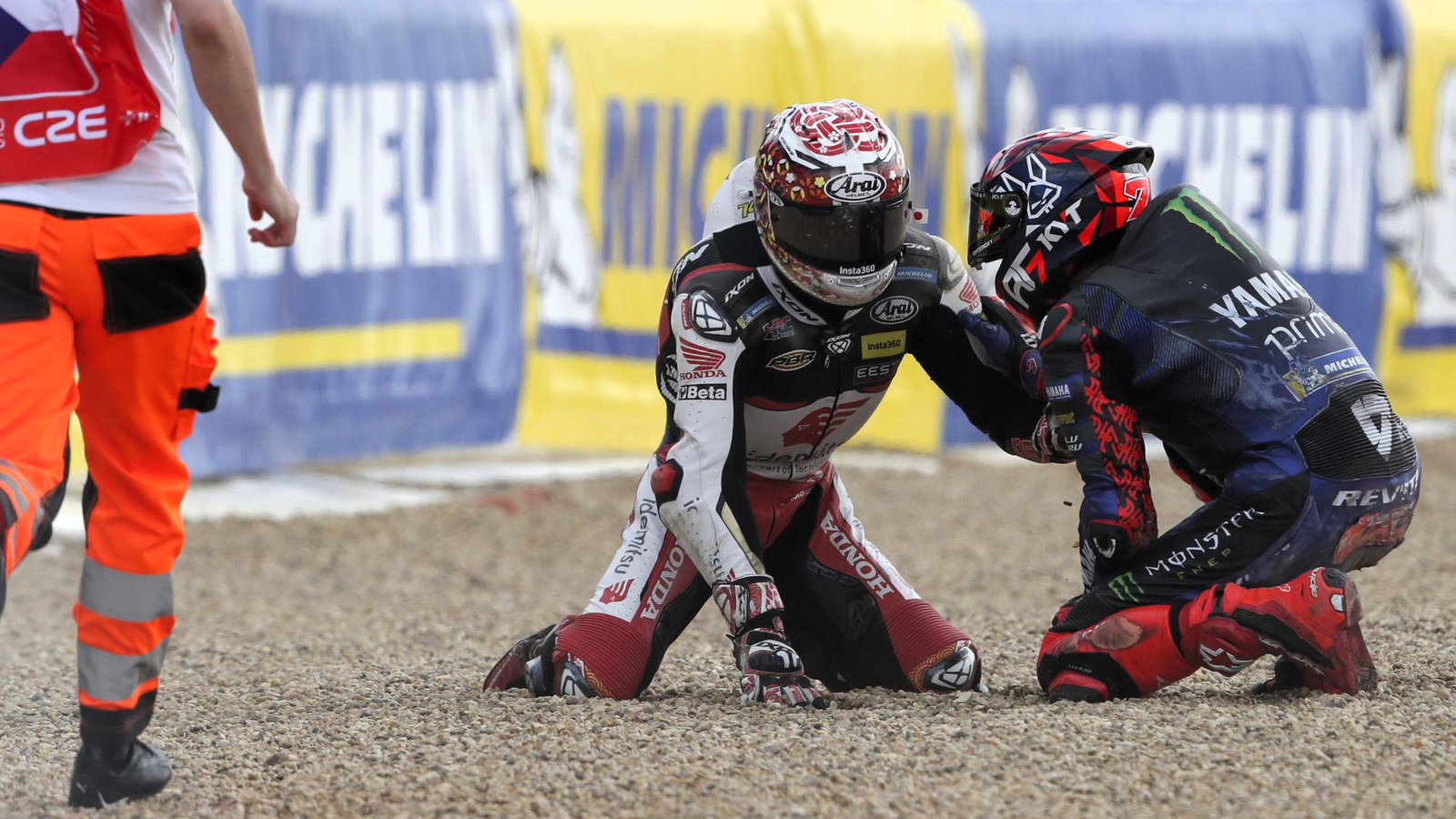 Takaaki Nakagami, Augusto Fernandez crash, 2025 Czech MotoGP Sprint