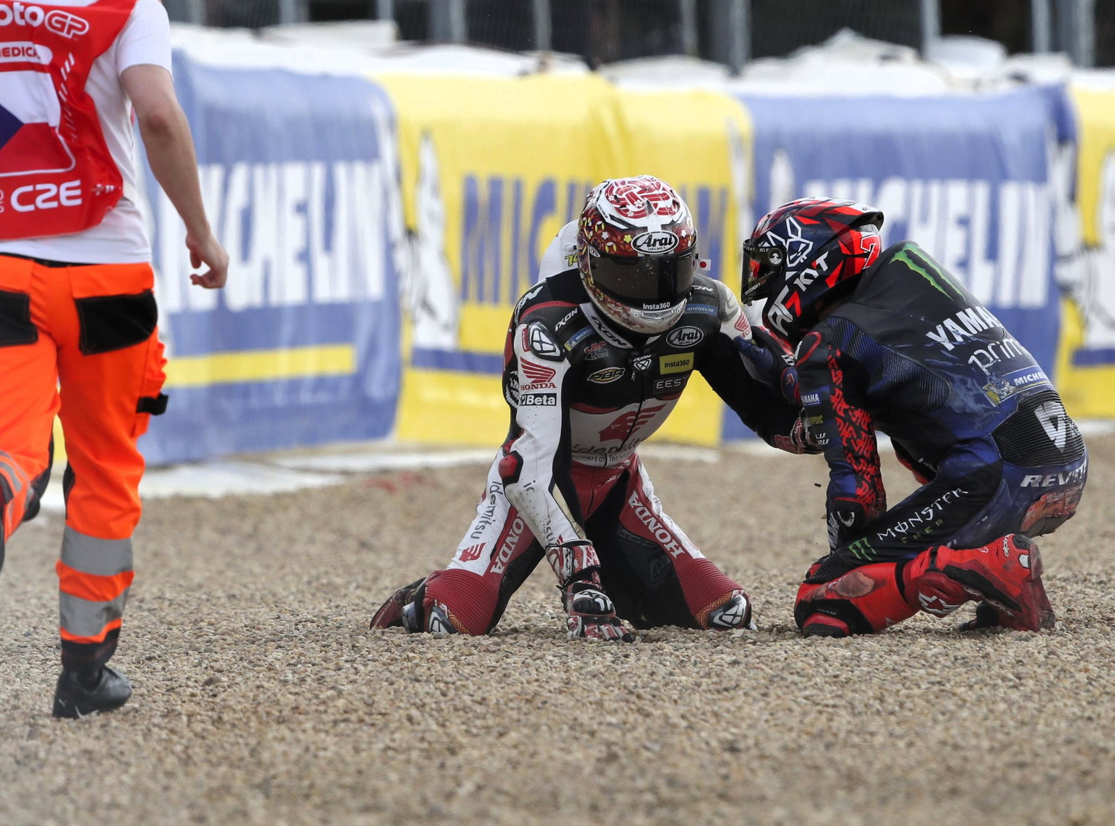 Takaaki Nakagami, Augusto Fernandez crash, 2025 Czech MotoGP Sprint