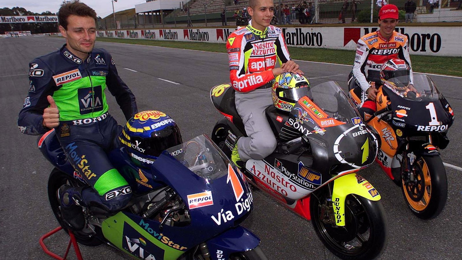 Alzamora, Rossi, Criville, Rossi, Argentine GP 1999