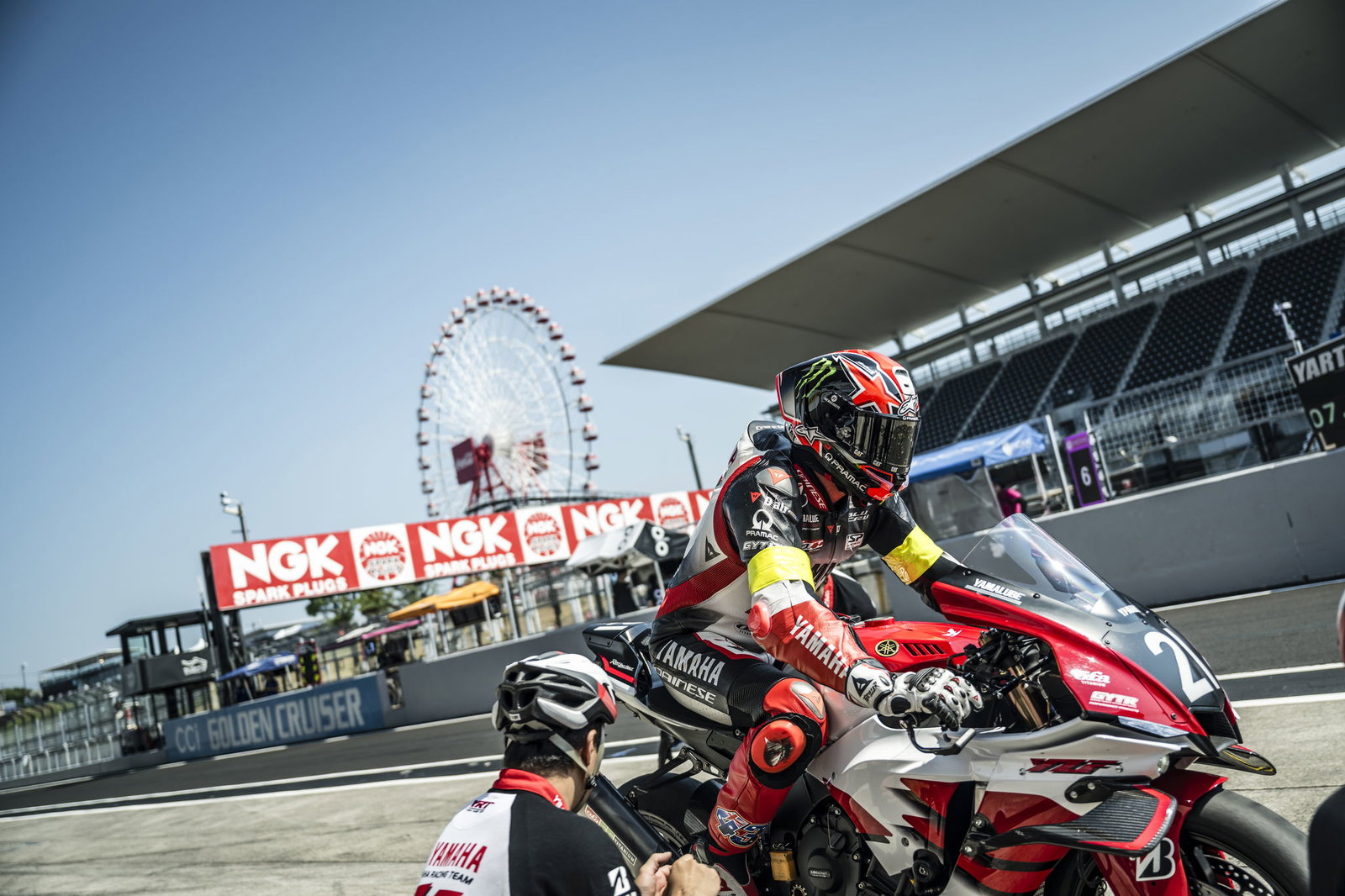 Jack Miller, 2025 Suzuka 8 Hours pre-event test, pit stop. Credit: Yamaha.
