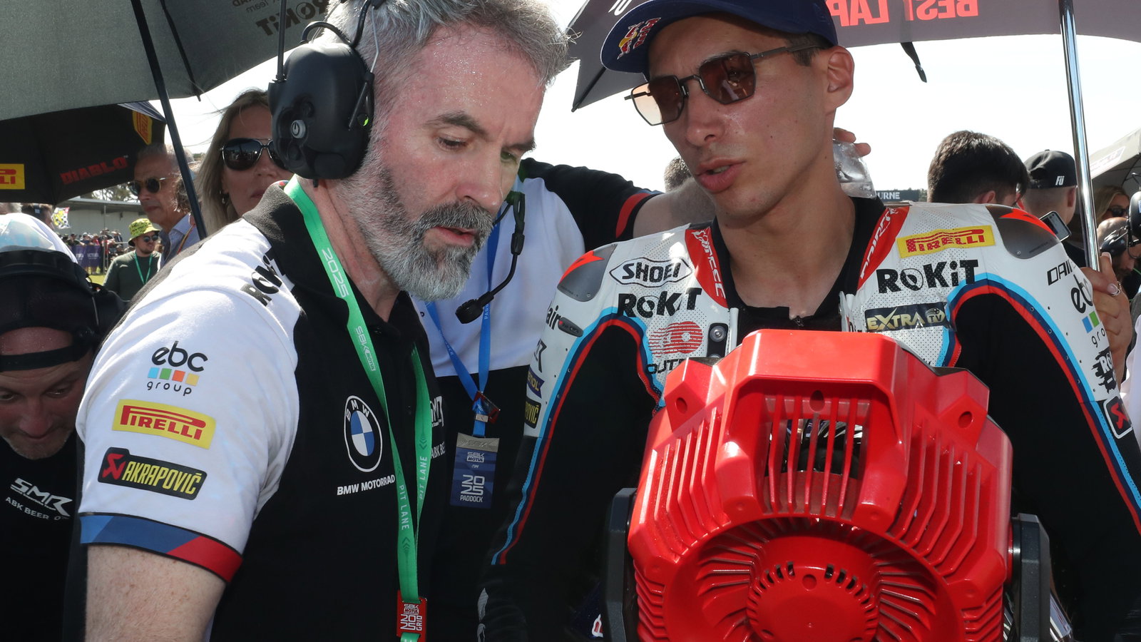 Toprak Razgatlioglu, Phil Marron, 2025 Australian WorldSBK, grid. Credit: Gold and Goose.