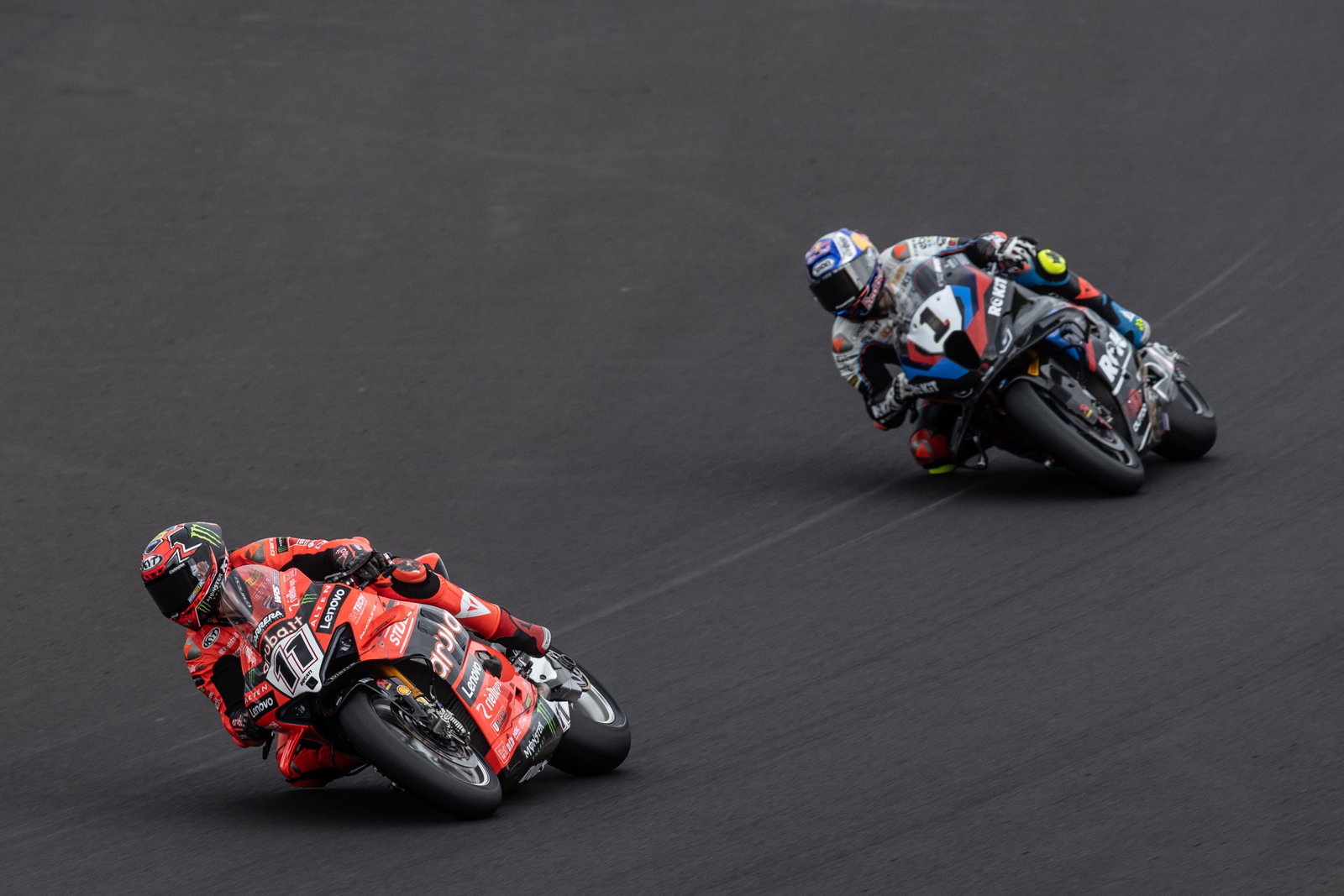 Nicolo Bulega, Toprak Razgatlioglu, 2025 Czech WorldSBK. Credit: Gold and Goose.