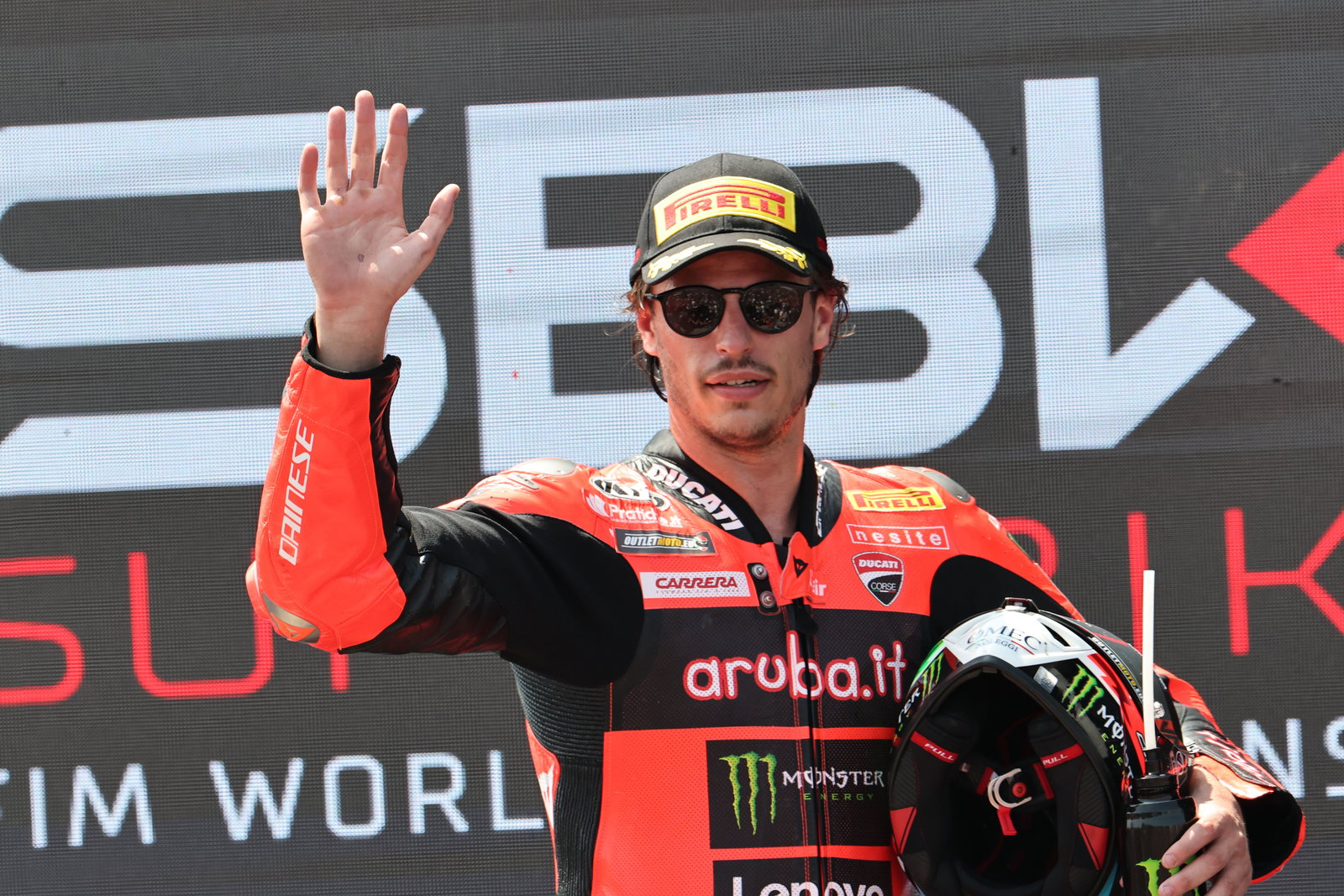 Nicolo Bulega, 2025 Emilia-Romagna WorldSBK, podium. Credit: Gold and Goose.