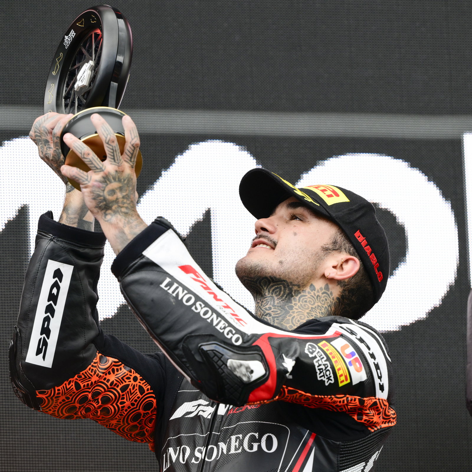 Aron Canet, 2025 Moto2 Dutch TT, podium. Credit: Gold and Goose.