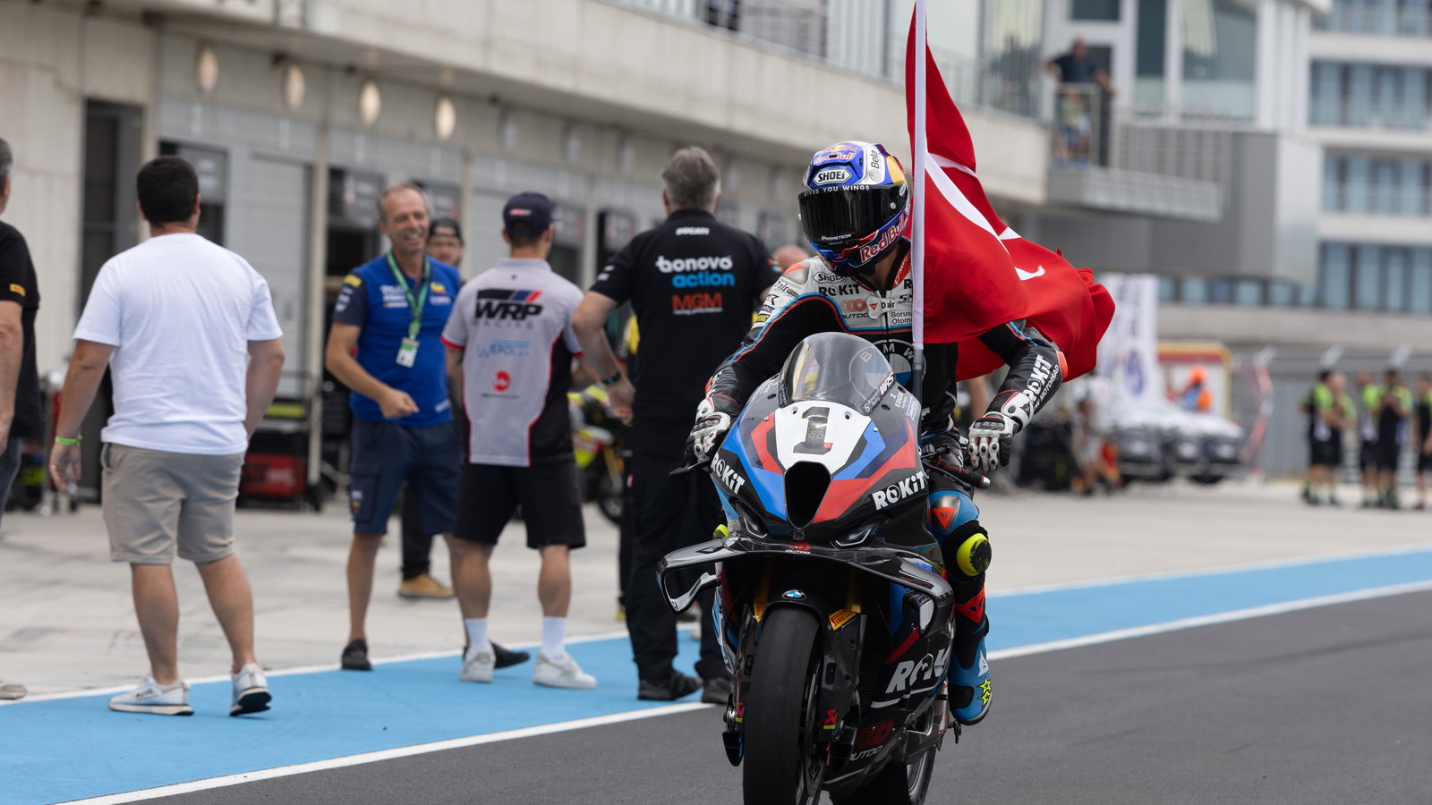 Toprak Razgatlioglu, 2025 Hungarian WorldSBK, pit lane. Credit: Gold and Goose.