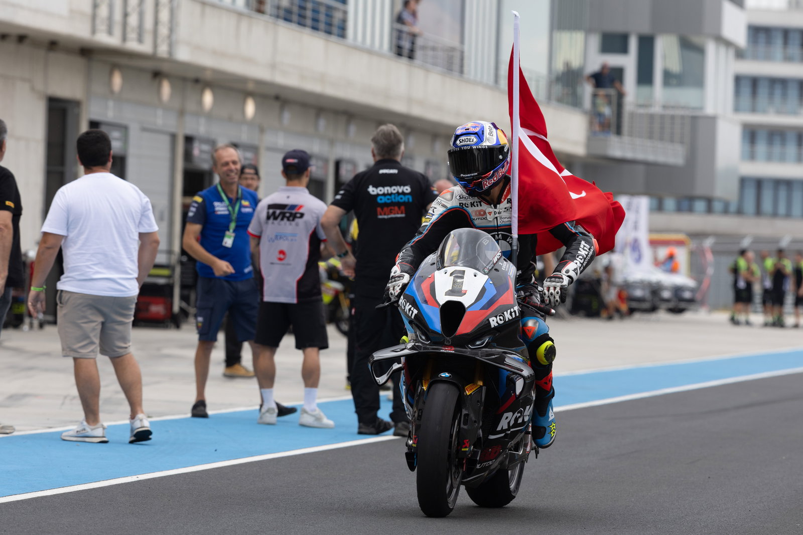 Toprak Razgatlioglu, 2025 Hungarian WorldSBK, pit lane. Credit: Gold and Goose.