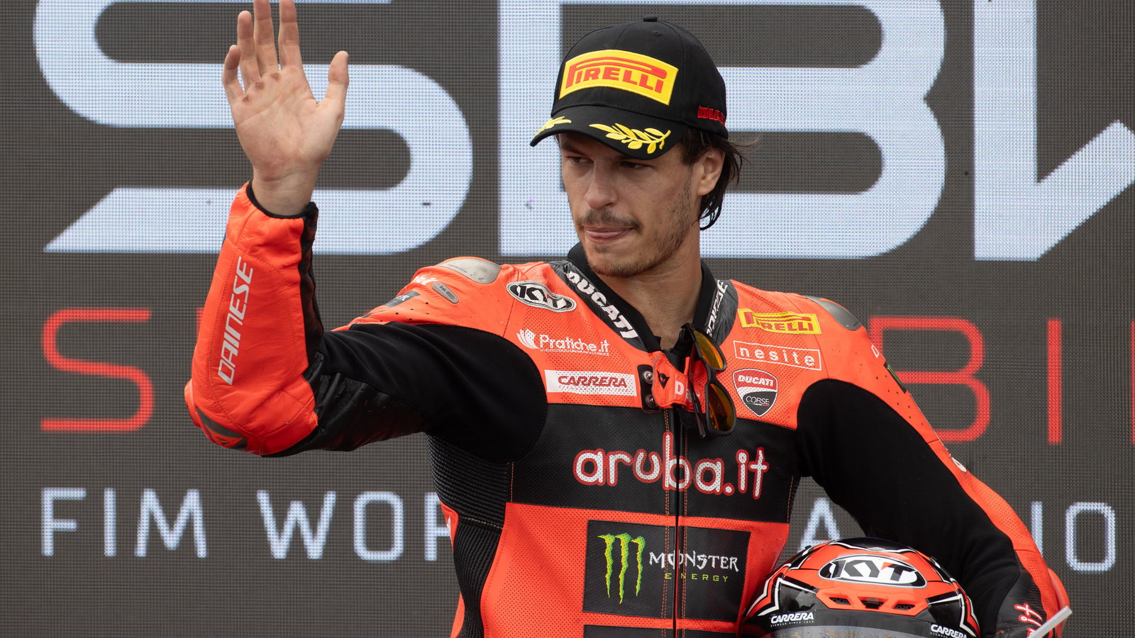 Nicolo Bulega, 2025 Hungarian WorldSBK, podium. Credit: Gold and Goose.