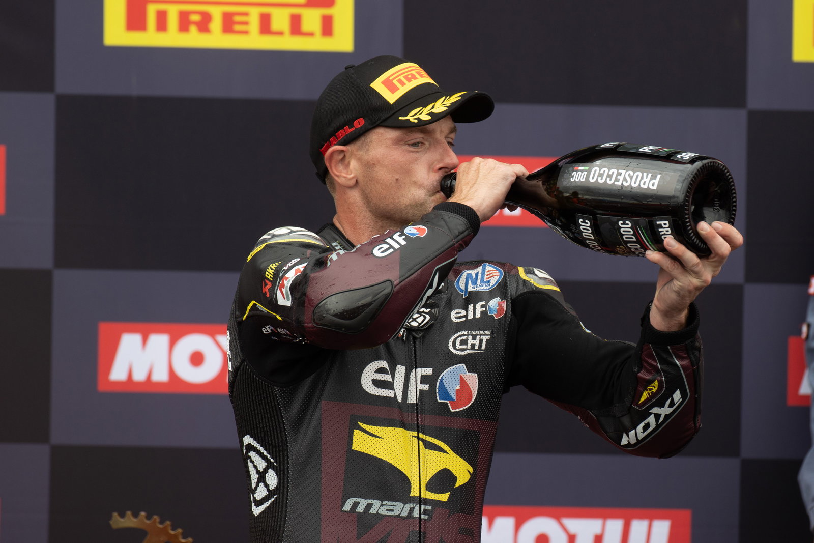 Sam Lowes, 2025 Hungarian WorldSBK, podium. Credit: Gold and Goose.
