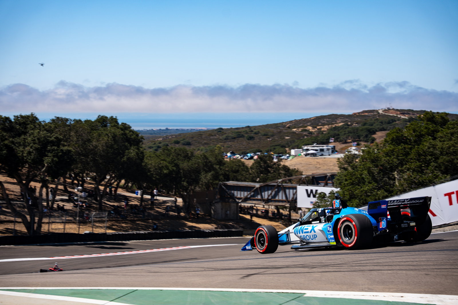 Graham Rahal tackling the Corkscrew.