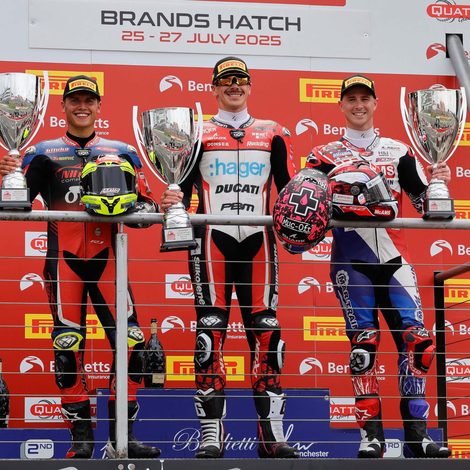 Scott Redding, Kyle Ryde, Danny Kent, BSB, 2025, Brands Hatch, Race 3 podium