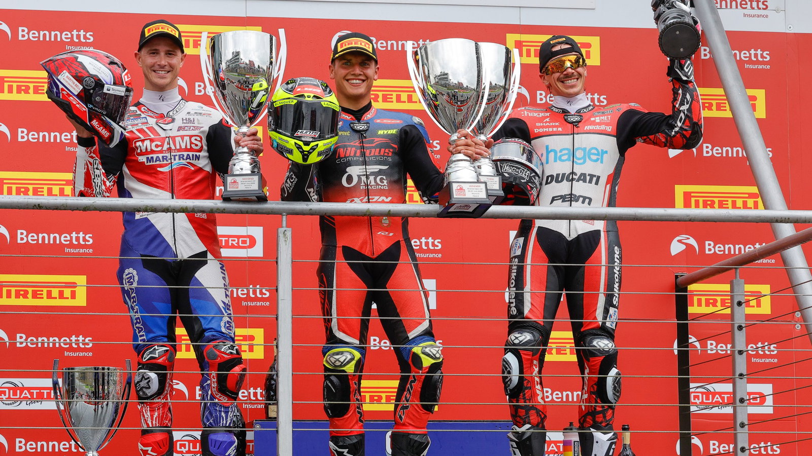 Danny Kent, Scott Redding, Kyle Ryde, BSB, 2025, Brands Hatch, Race 3 podium 
