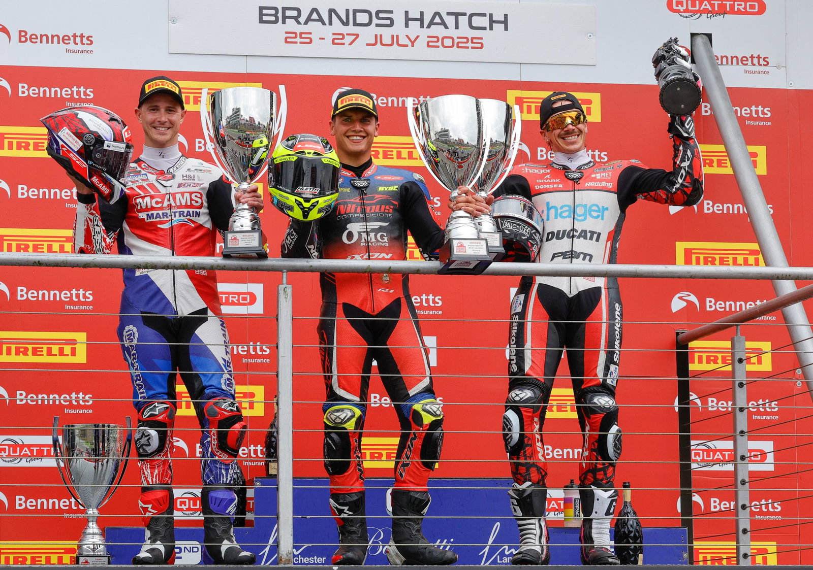 Danny Kent, Scott Redding, Kyle Ryde, BSB, 2025, Brands Hatch, Race 3 podium 