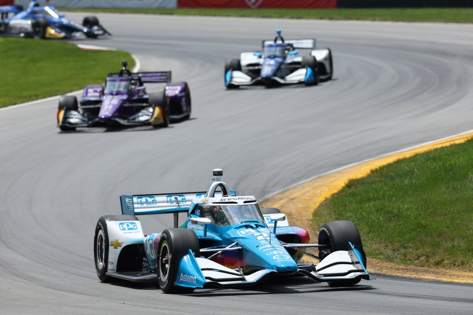 Newgarden retired from the Indy 200 at Mid-Ohio after a spin as soon as the track went green.