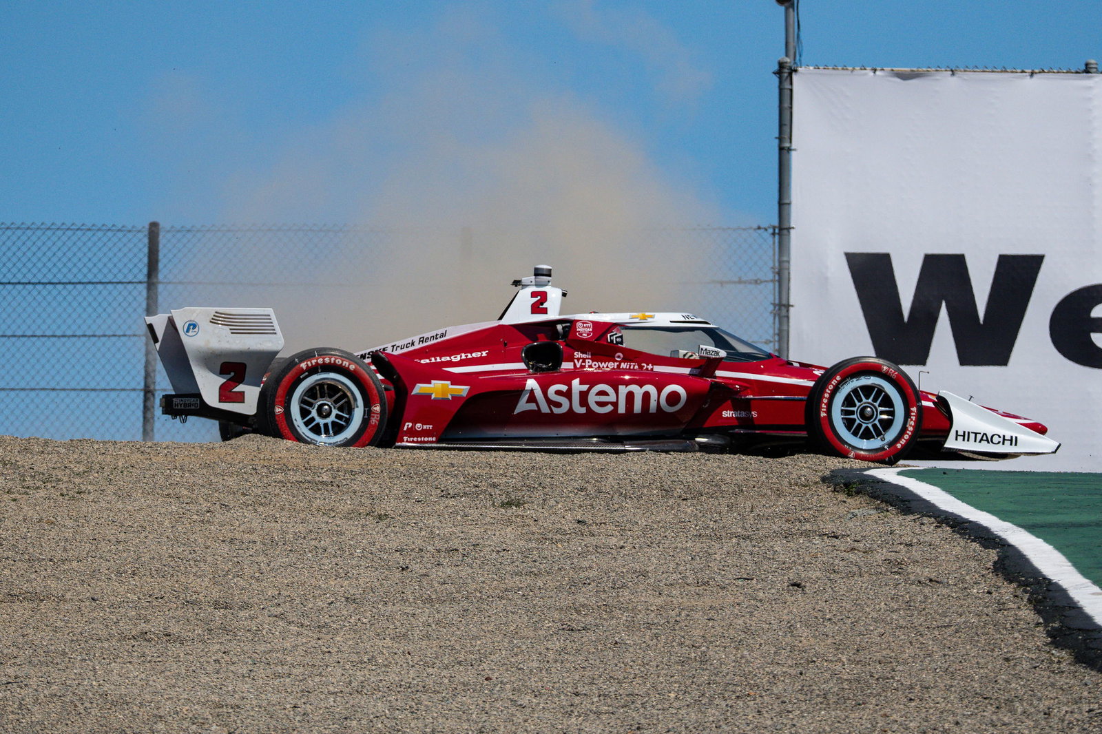 Josef Newgarden brought out the red flag after he spun in Practice One at Laguna Seca.