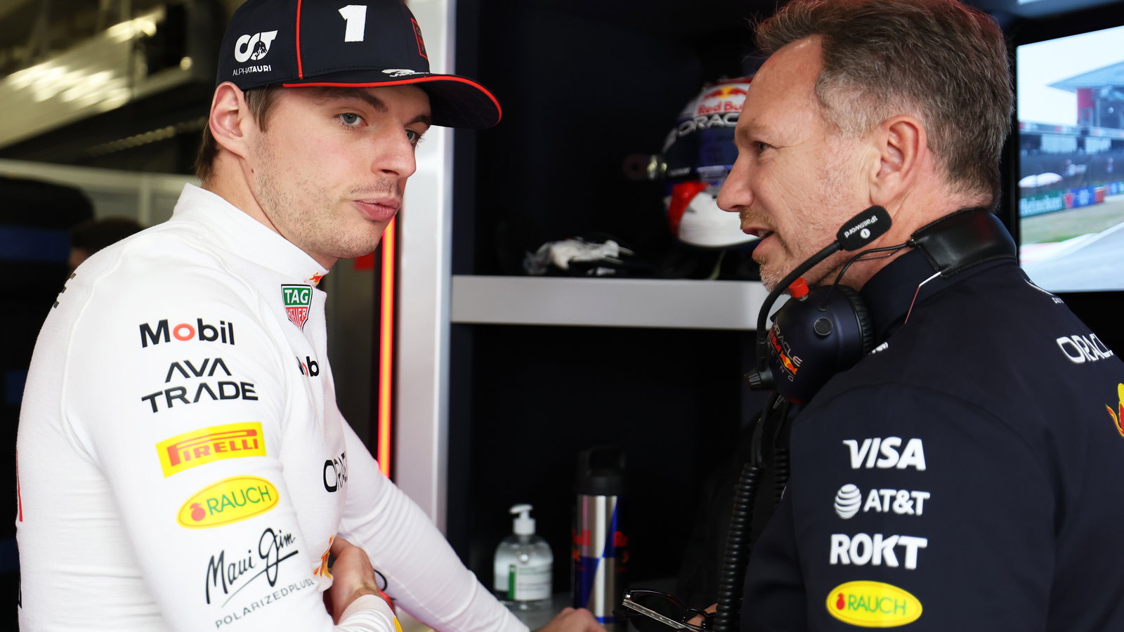Max Verstappen and Christian Horner 
