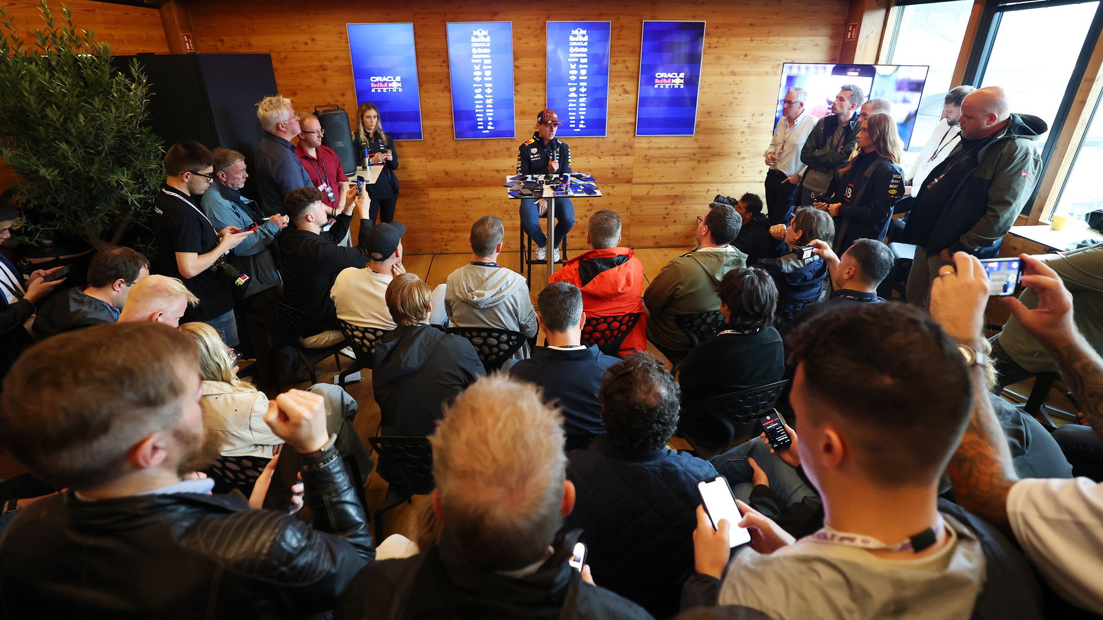 Verstappen faces the media 