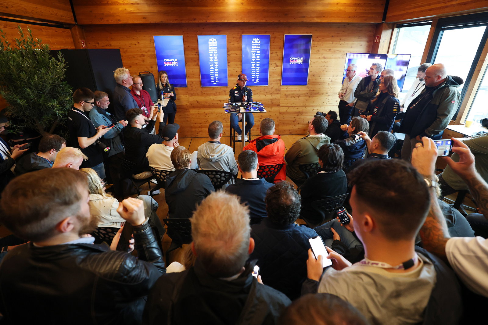 Verstappen faces the media 