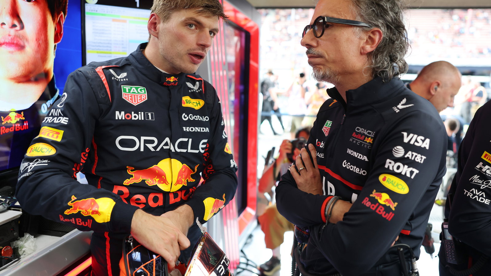 Max Verstappen and Laurent Mekies